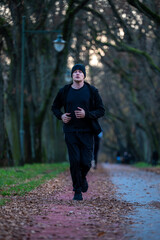 Running in the park.