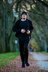 Running in the park.