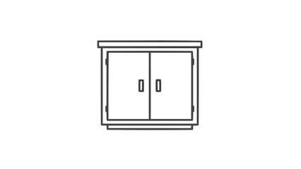 Simple line drawing of a cabinet with two doors.