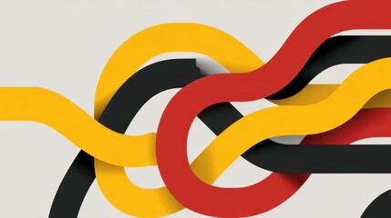 Abstract Curved Lines in Bold Colors on Soft Background Creating an Artistic Composition for Modern Design and Creative Projects