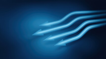 Smooth Blue Arrows in Motion on a Dark Background, Representing Direction, Speed, and Technology for Abstract Concepts in Design and Visual Media