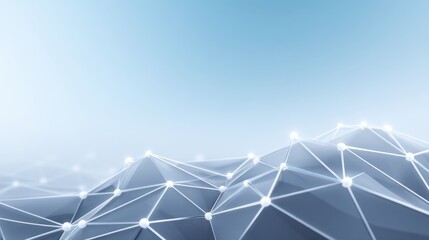 Abstract digital landscape with glowing nodes and connections representing technology, data, and innovation in a modern environment