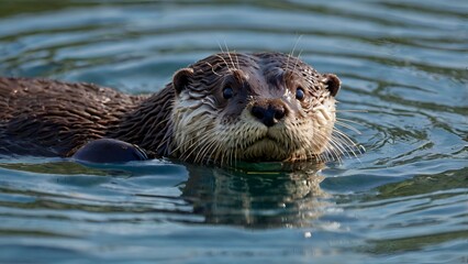 otter in the water