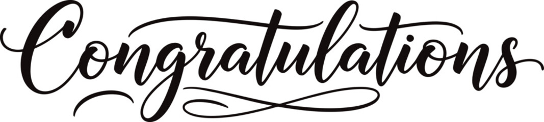 Obraz premium Elegant script lettering 'Congratulations' for celebrations, achievements, and special moments, ideal for cards and invitations