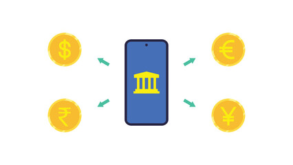 Online banking, digital wallet, wireless payment using smartphones, contactless money transactions