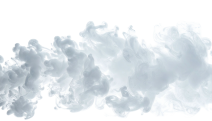 A flowing, white, cloud-like element against a transparent background, evoking movement