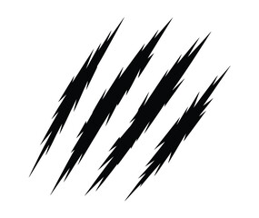 Animal claw scratches vector artwork depicting sharp claw rips from tiger, lion, bear, and other wild animals, aggressive attack marks, editable design for posters and digital projects.