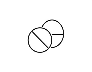 Two overlapping pills with a diagonal line through one