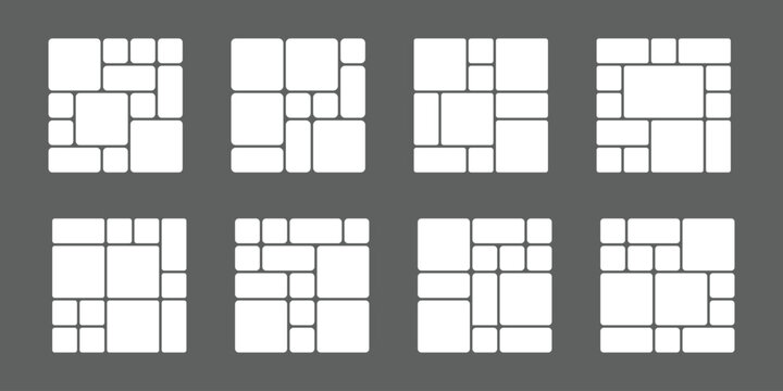 Bento grid for web, presentation. Trendy first screen for website. Graphic dashboard for presentation template. Infographic Templates, Web Comic Grids. Editable And Scalable Vector Illustration.
