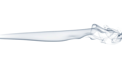 Wispy, ethereal stream of white smoke against a stark black background