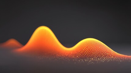 Abstract Orange Wave Form with Dots Representing Sound Frequency and Vibrations Against a Dark Background, Ideal for Modern Digital Art and Technology Themes