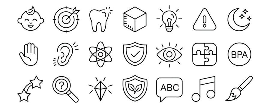 Collection of modern line icons for business and design