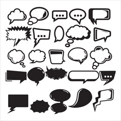 Comic Speech And Thought Bubble Icons Set