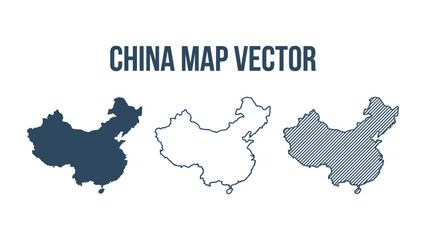 Obraz premium Vector illustrations of China map in various styles are shown