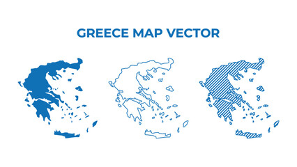 Greece map vector illustration with three different styles shown