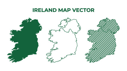 Ireland map vector graphics with three different map styles shown