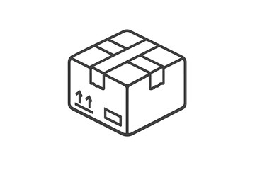 Isometric cardboard box with fragile markings