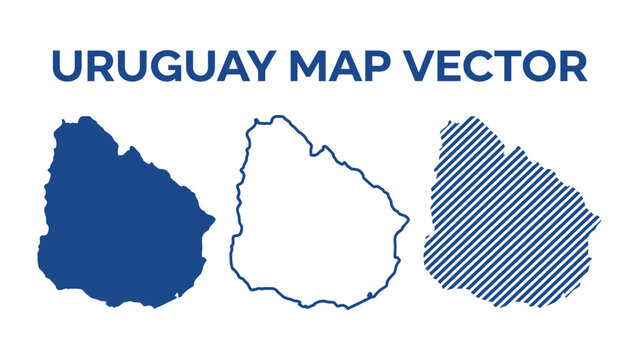 Uruguay map vector illustration with three different style options shown