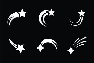 Obraz premium Shooting Star Icon Set Collection with Falling Star, Comet Trail and Sparkle Symbols for Night Sky, Magic and Fantasy Design.eps10