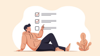 Man reviewing a checklist on a board highlighting project management process and productivity for