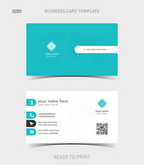 Modern Teal Business Card Template with QR Code and World Map Detail