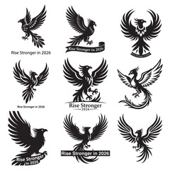 Sharp Feather Phoenix Illustration Black White Banner 2026 Art