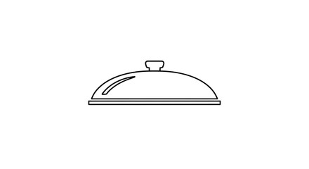 Obraz premium A simple line drawing of a covered serving dish on a white background