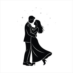 Elegant Dancing Couple Romance Illustration