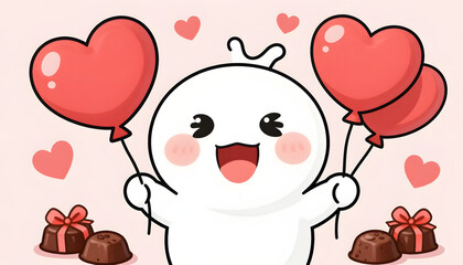 valentine cute background with hearts and balloons illustration