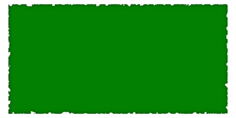 A vibrant green rectangular shape with textured, slightly rough edges.