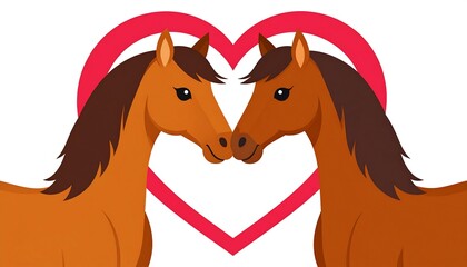 Two horses facing each other in a heart