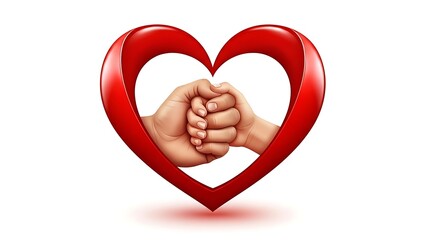 Hands Holding in Red Heart