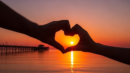 Sunset Hands Heart Shape