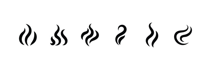 Obraz premium Smoke Icon Set Collection with Steam, Vapor, Fog and Cloud Silhouette Symbols for Air, Pollution and Abstract Design Use.eps10
