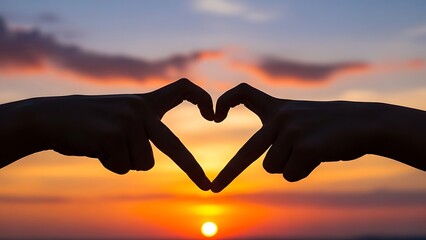 Sunset Heart Hands Silhouette