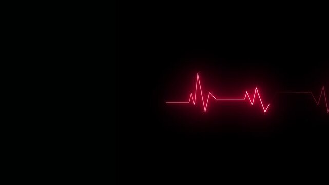 Futuristic digital heartbeat and health plus icon glowing animation
