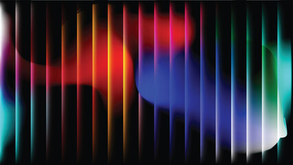 Vibrant colorful abstract background with multicolored vertical stripes and smooth gradient transitions rainbow neon black red orange. Resizable and Editable, EPS 10.