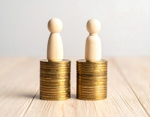 Two wooden figurines on stacks of coins (1)