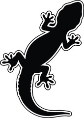 Silhouette of a gecko climbing on white background Vector Illustration