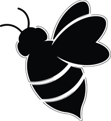 Silhouette stylized bee flying in vector illustration