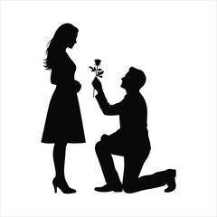 Romantic Proposal Silhouette Illustration