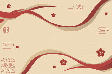 Asian-Inspired Abstract: A beautifully designed abstract composition, exuding elegance with soft, flowing lines and traditional oriental motifs.