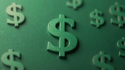 Dollar signs on green background showing currency and finance theme Generative AI