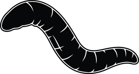 Silhouette Earthworm Wriggling Simple Flat Design Isolated White Background Vector Illustration
