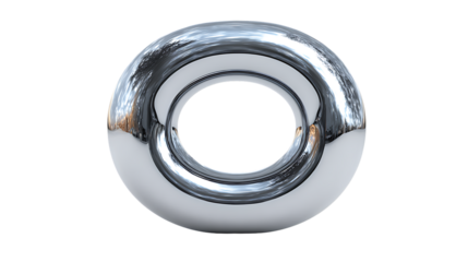 Shiny metal washer with a circular hole isolated on transparent background