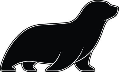 Silhouette Seal Wildlife Marine Animal Black Outline Flat Design Vector Illustration