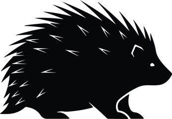 Silhouette Prickly European Hedgehog Wild Animal Outline Cute Mascot Vector Illustration