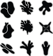 Silhouette Set of Abstract Organic Wavy Blob Shapes Outline Vector Illustration