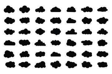 weather cloud icons sky clouds set .  Blue cloud silhouette collection in cute flat cartoon style for web background. Blue cloud collection. Cloud icon vector set . © Aquavisionweath6