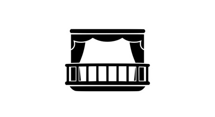 Open balcony black white icon 